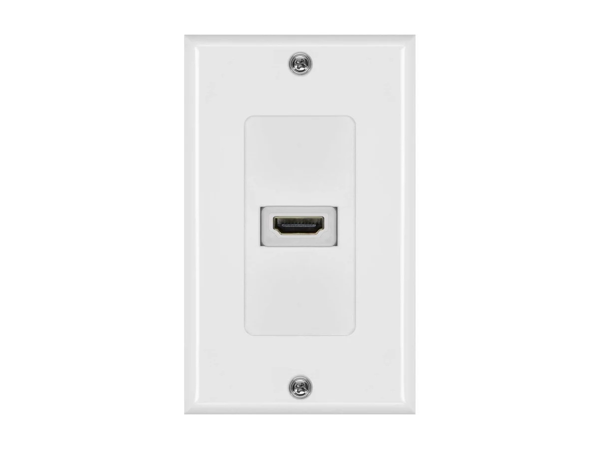 1-port 2-piece Inset Wall Plate with 4in Built-in Flexible High Speed HDMI Cable With Ethernet, White